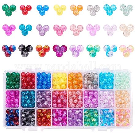 PandaHall Elite 24 Color Crackle Beads CCG-PH0003-04-1