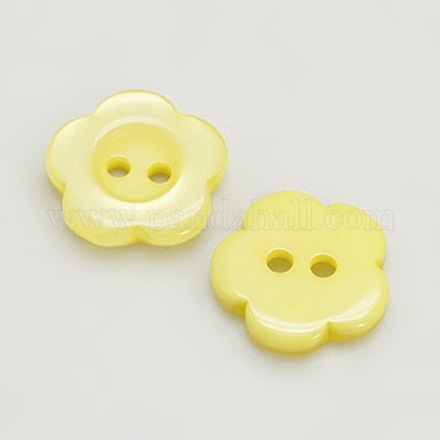 Boutons de fleurs de résine jaune X-RESI-D031-12mm-07-1