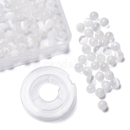 Perle di selenite naturale 100 pz 8 mm DIY-LS0002-17-1