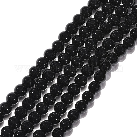 Chapelets de perles en pierre noire synthétique G-G088-4mm-1