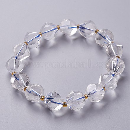 Bracelets de perles extensibles en cristal de quartz naturel à facettes BJEW-H543-C10-1