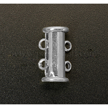 1連売り真鍮磁気スライドロックの留め金  ジュエリーアクセサリー  2の穴  プラチナ  4mm KK-Q266-1-1