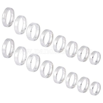 Unicraftale 16 pz 8 stili 304 anelli a fascia larga in acciaio inossidabile per donna uomo RJEW-UN0002-54P-1