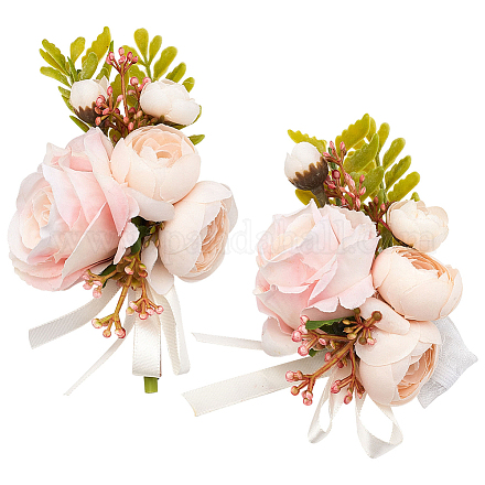 Set corpetto da polso e fiore all'occhiello in craspire per abito da ballo di fine anno della festa di nozze dello sposo AJEW-CP0001-52-1