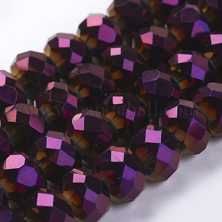 Faceted Rondelle Electroplate Glass Bead Strands X-EGLA-D020-8x5mm-84-1
