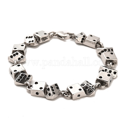304 bracelets chaîne à maillons dés en acier inoxydable BJEW-E094-04AS-1
