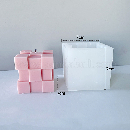 DIY ルーバン ロック パズル キャンドル食品グレードのシリコーン金型  3d 香りのキャンドル作り用  ホワイト  7x7x7cm CAND-PW0008-29L-1