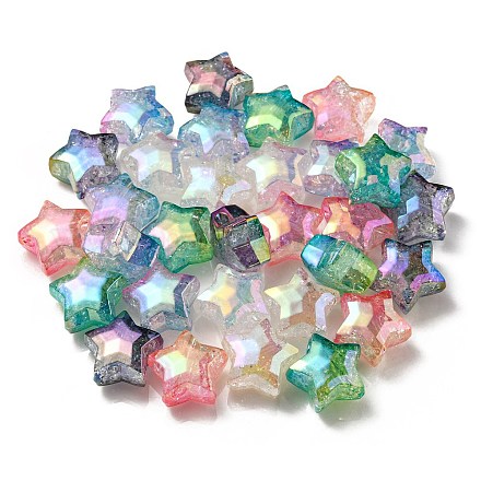 Placage uv perles acryliques craquelées transparentes X-OACR-P010-09-1