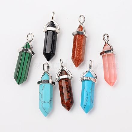 Synthetic Mixed Gemstone Pointed Pendants G-F295-03-1
