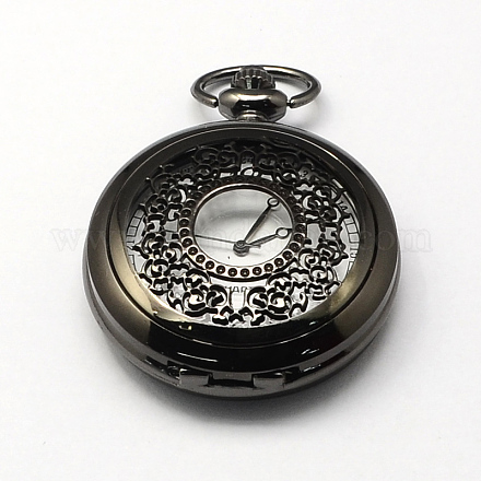 Старинные полые плоские круглые цинкового сплава кварцевые часы головки для карманные часы кулон ожерелье материалы WACH-R005-33-1
