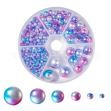 Perles en plastique imitation perles arc-en-abs OACR-YW0001-03F-1
