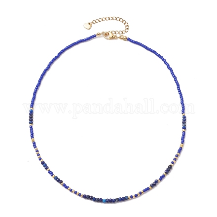 Colliers de perles en lapis-lazuli naturel de style bohème NJEW-JN04658-04-1