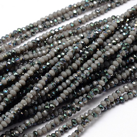 Faceted Rondelle Half Rainbow Plated Electroplate Glass Beads Strands EGLA-M006-2mm-A12-1
