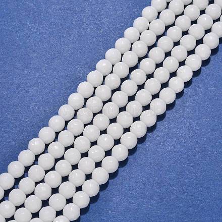 Synthétiques agate perles blanches de brins G-D419-6mm-01-1