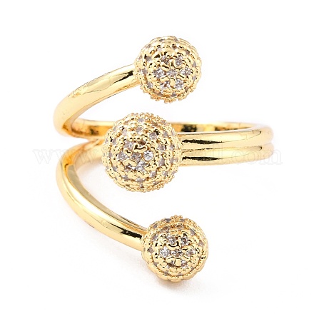 Brass Micro Pave Clear Cubic Zirconia Cuff Rings RJEW-K233-59G-1