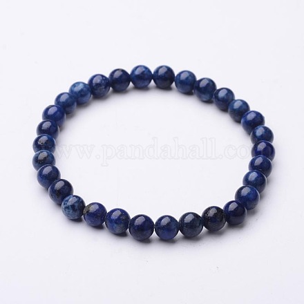 Lapis rondes naturelles bracelets stretch lazuli BJEW-O117-04-1