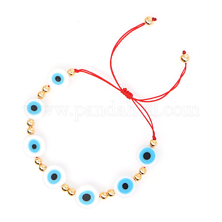 Bracelets de perles tressées au chalumeau faits à la main mauvais œil pour femmes BJEW-A22-12-16-1-1
