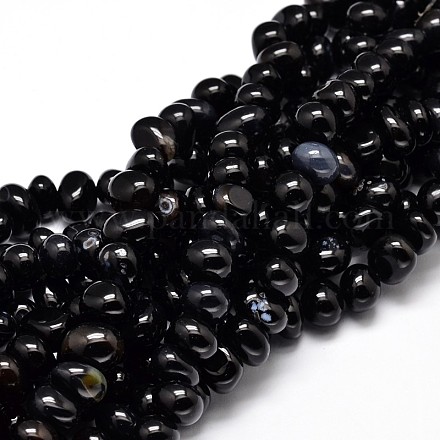 Pépites naturelles agate noire de pierres précieuses perler brins G-J337-08-1