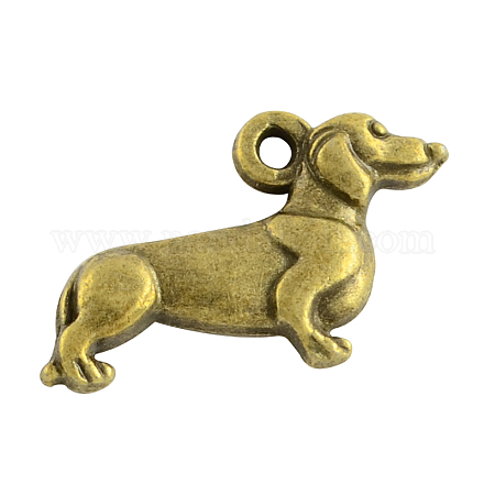 Colgantes de perro salchicha/perro salchicha de aleación estilo tibetano X-TIBEP-2547-AB-FF-1