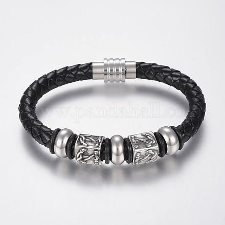 Braided Leather Cord Bracelets X-BJEW-H560-23-1