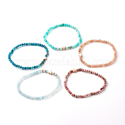 Bracelets en perles de rhodochrosite naturelle à facettes BJEW-JB06837-1