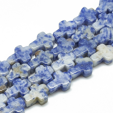 Fili di perle di diaspro macchia blu naturale G-R185-8x12mm-21-1