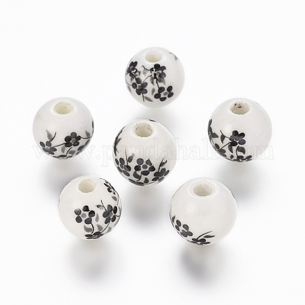 Handmade Printed Porcelain Beads PORC-Q201-10mm-5-1