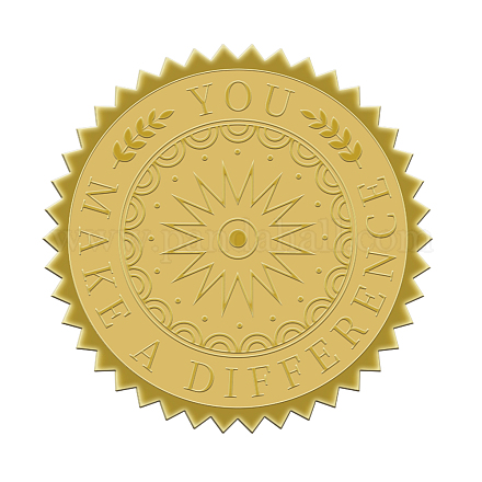 自己接着金箔エンボスステッカー  メダル装飾ステッカー  言葉  5x5cm DIY-WH0211-012-1