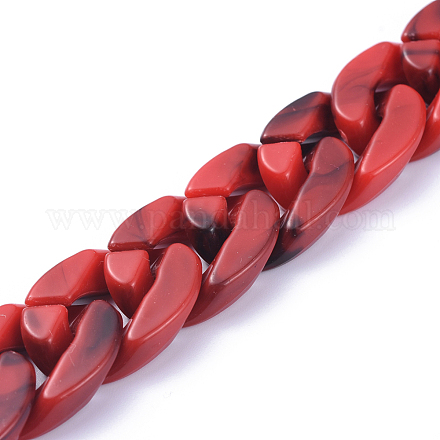 Handmade Acrylic Curb Chains/Twisted Chains X-AJEW-JB00530-01-1