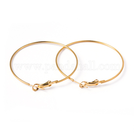 Golden Brass Hoop Earrings X-EC108-4NFG-1