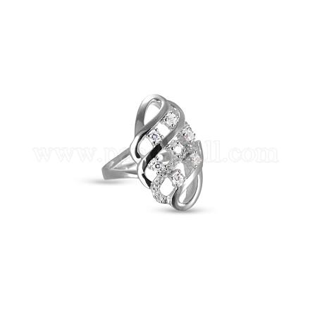 TINYSAND@ Sterling Silver Cubic Zirconia Swirl Engagement Ring TS-R162-S-75-1