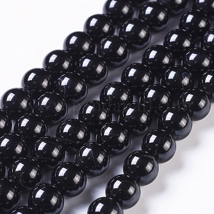 Natural Black Onyx Beads Strands X-G-H1567-8MM-1