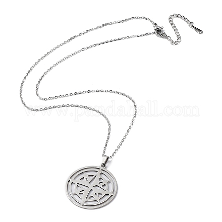 201 Stainless Steel Star Pendant Necklace with Cable Chains NJEW-Q317-03P-1