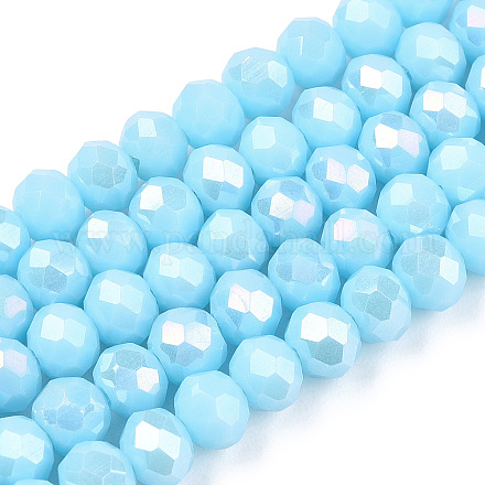 Chapelets de perles en verre électroplaqué EGLA-A034-P4mm-B14-1