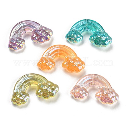 Perles acryliques irisées transparentes plaquées UV MACR-K353-34-1