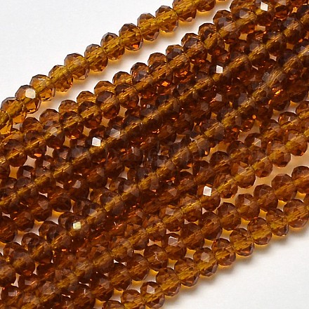 Faceted Rondelle Transparent Glass Beads Strands EGLA-J134-3x2mm-B12-1
