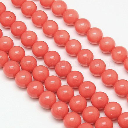 Eco-Friendly Round Baking Paint Glass Beads Strands HY-A003-8mm-RV38-1