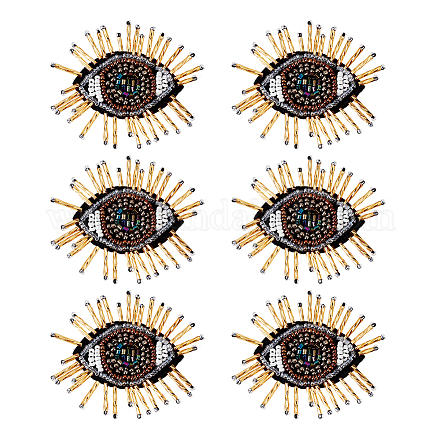 AHANDMAKER 6 Pcs Eye Beaded Patches for Clothes PATC-WH0007-01-1