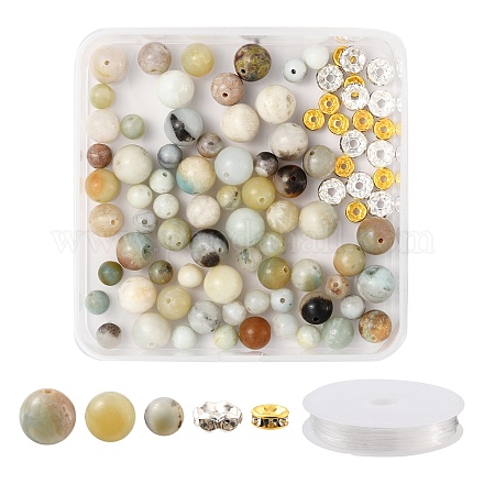 Kit fai da te con perline di amazonite con fiori naturali DIY-FS0002-06-1
