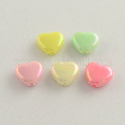 AB Color Plated Heart Acrylic Beads SACR-Q106-07-1