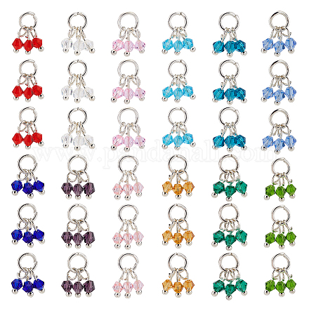 NBEADS 48 Pcs 12 colors Crystal Birthstone Beads Charms PALLOY-PH01621-1