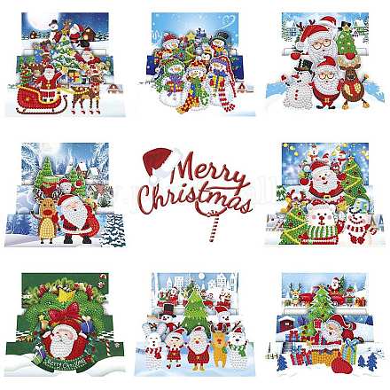 Diy счастливого Рождества прямоугольник поздравительная открытка набор для алмазной живописи XMAS-PW0001-128B-1