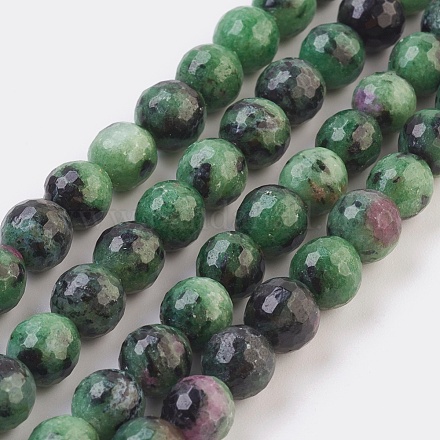 Natural Ruby in Zoisite Beads Strands G-F568-086-8mm-1