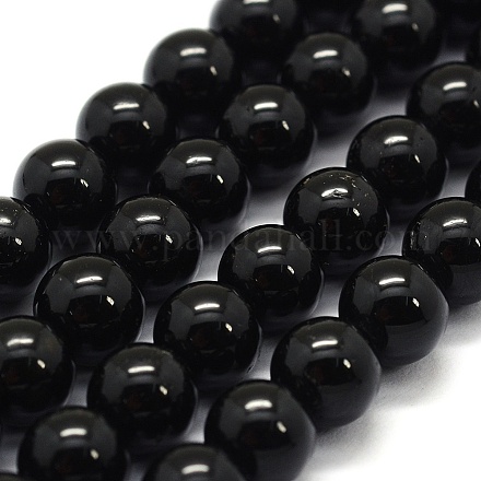 Chapelets de perles en tourmaline noire naturelle G-G763-01-4mm-A-1