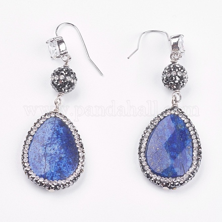 Faceted Dyed Lapis Lazuli Dangle Earrings EJEW-F140-01P-1
