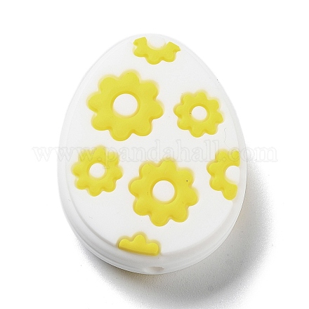Œuf de Pâques avec perles de silicone en forme de fleur SIL-R014-06D-1