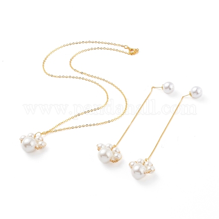 Set di gioielli con collana con ciondolo e orecchini pendenti SJEW-JS01059-01-1