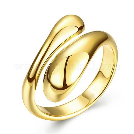 18KGP本金メッキ調整可能な真鍮の指輪女性用  サイズ7  17.3mm RJEW-BB07574-A-1