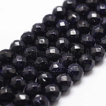 Chapelets de perles en pierre d'or bleue synthétique G-D840-14-10mm-1