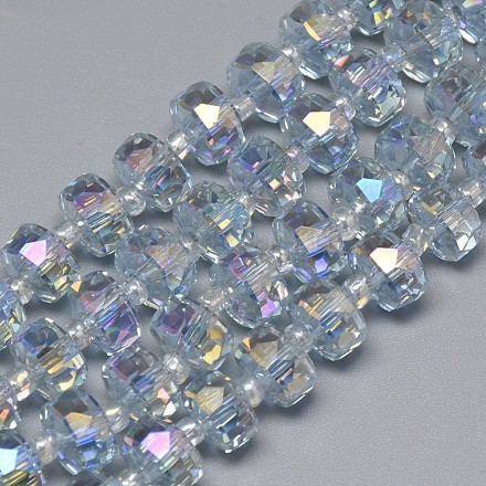 Electroplate Glass Beads Strands EGLA-Q083-8mm-A07-1